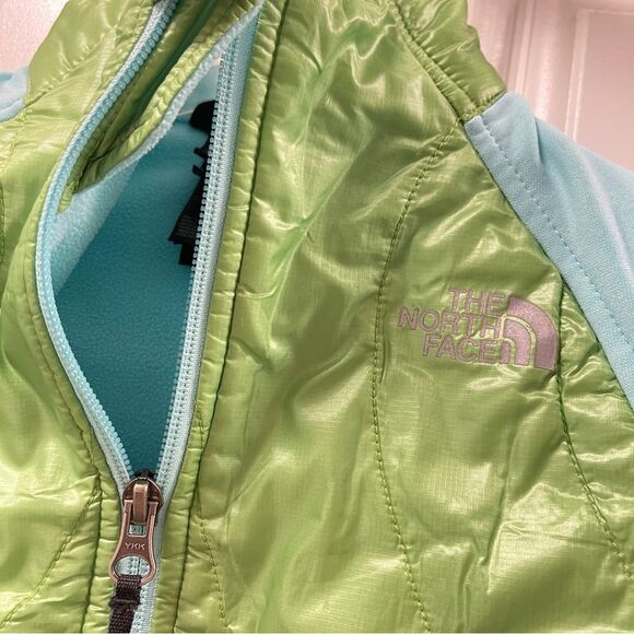 North Face Girls Fleece Hybrid Jacket Blue & Lime - 10-12Y - Picture 5 of 11